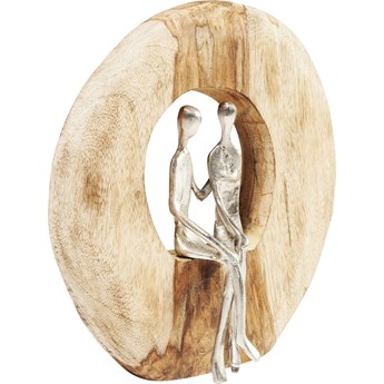 Figurka dekoracyjna Couple In Log 25x26 cm drewniano-srebrna