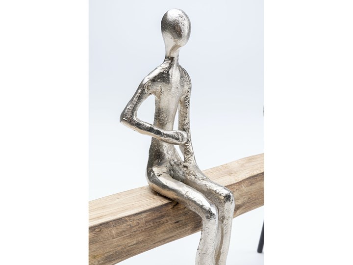 Figurka dekoracyjna Spare Bench 38x24 cm naturalna Drewno Metal Kolor Biały