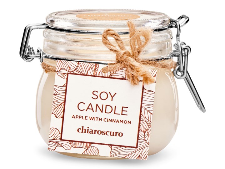 Świeca sojowa Chiaroscuro Apple with cinnamon 130 ml. 40 h. Świeca zapachowa Kategoria Świeczniki i świece Kolor Beżowy