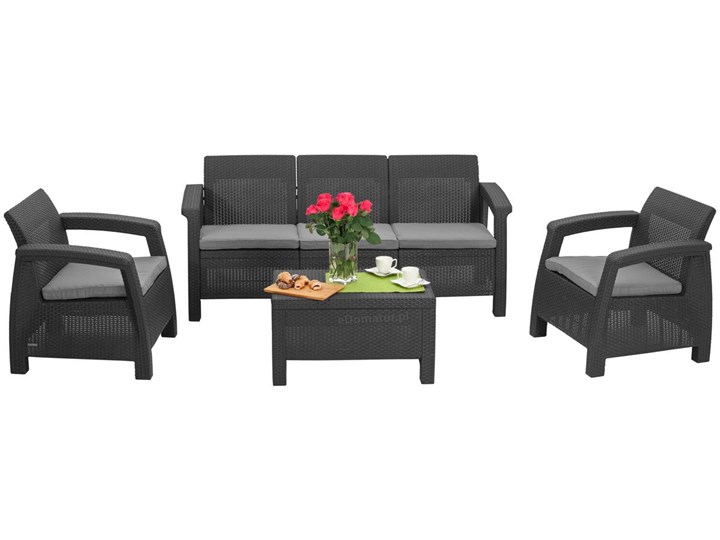 Zestaw wypoczynkowy CORFU SET MAX 5-osobowy - grafit Tworzywo sztuczne Zestawy wypoczynkowe Rattan Zawartość zestawu Sofa