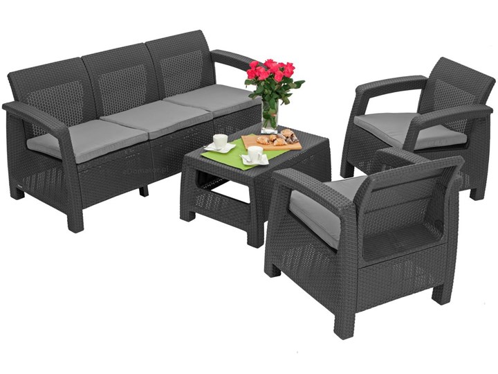 Zestaw wypoczynkowy CORFU SET MAX 5-osobowy - grafit Rattan Tworzywo sztuczne Zestawy wypoczynkowe Zawartość zestawu Sofa